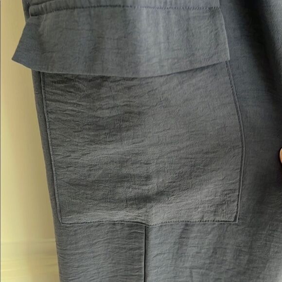 Fred David Dusty Blue V-Neck Top and Jogger / Lounge Set Drawstring Pockets - Picture 5 of 9